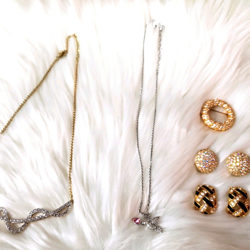 Swarovski necklaces, earrings, brooch/pin Signed